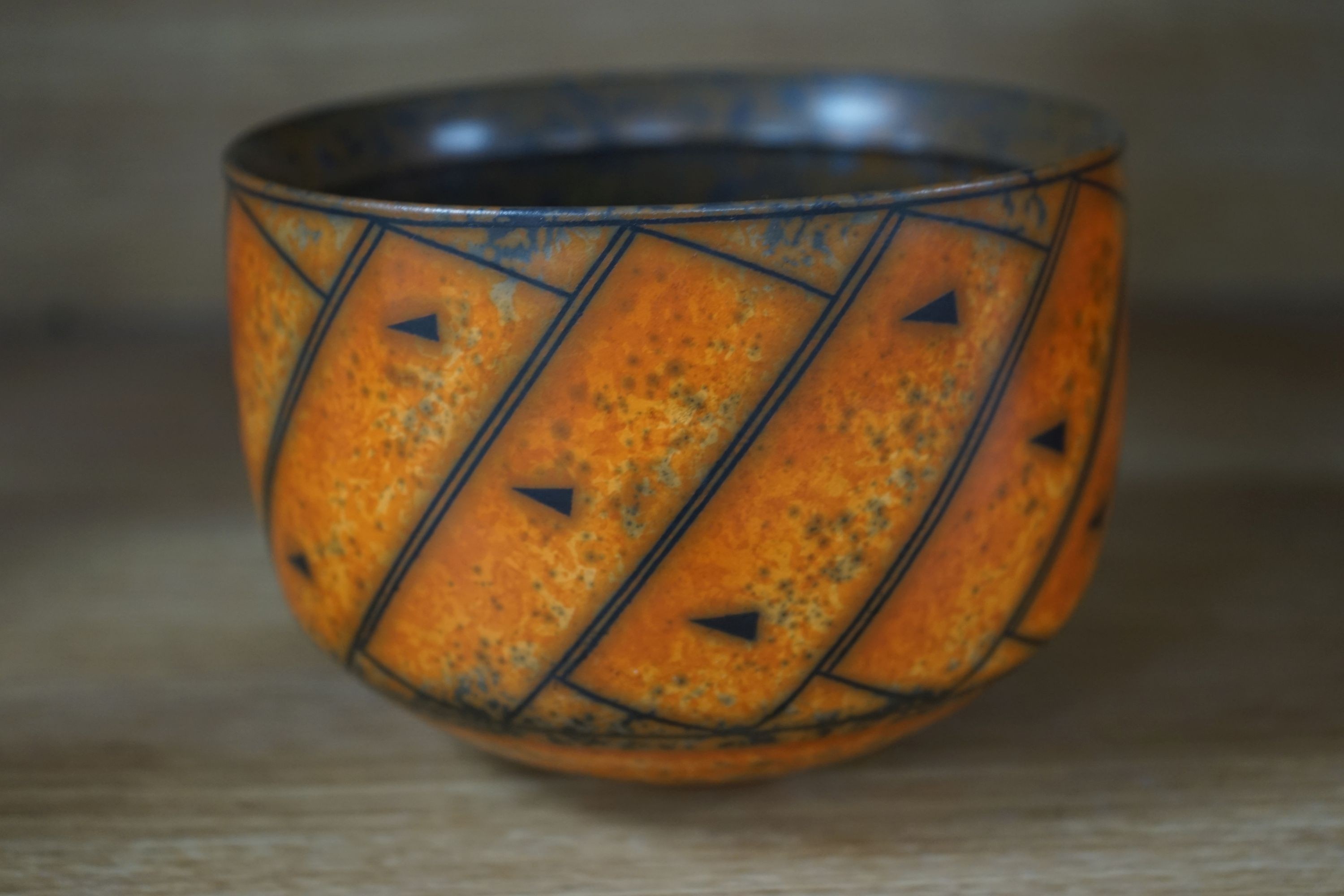 Duncan Ross (b.1943), a burnished terra-sigillata U-shaped vase (small glaze flake to rim) 15cm wide